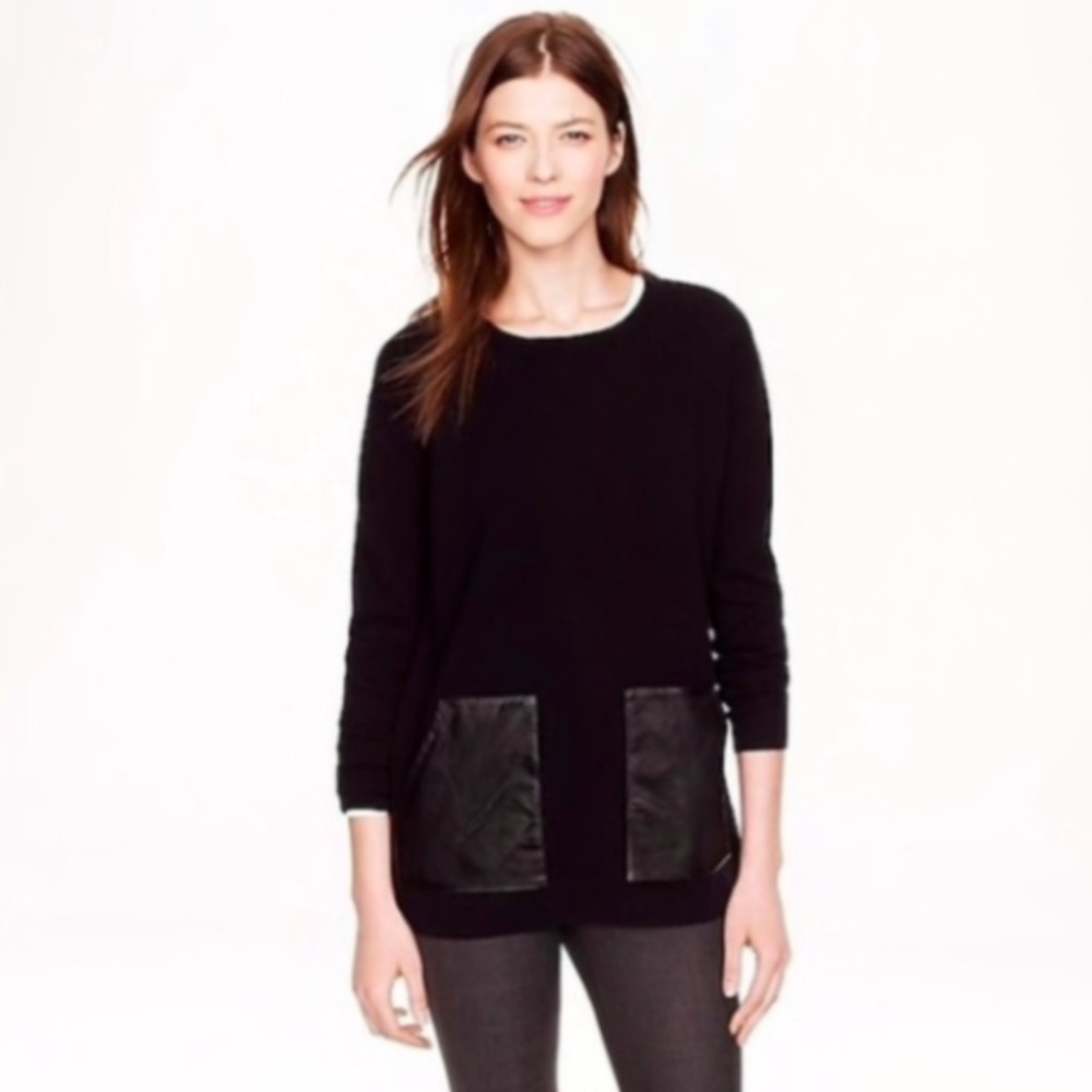 Black sweater, vegan leather pockets